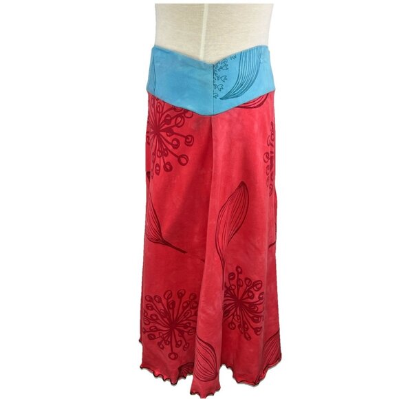 Jude Stuecker L Fiber Art Artsy Knit Skirt Organic Cotton Silk Screen Tie Dye - Picture 2 of 6